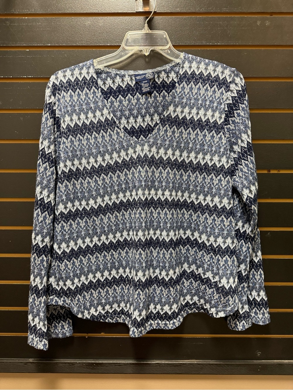 Venezia Jeans Blue Metallic Knit V-Neck Sweater Top 22/24